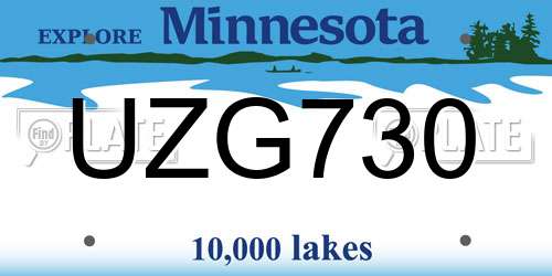 UZG730 Minnesota License Plate