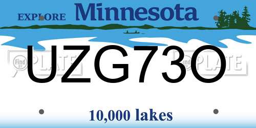 UZG73O Minnesota License Plate