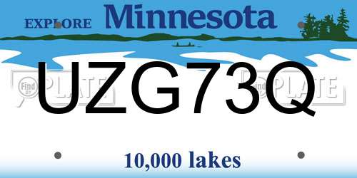 UZG73Q Minnesota License Plate