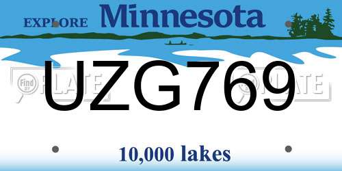 UZG769 Minnesota License Plate
