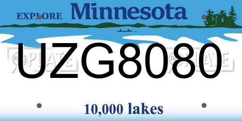 UZG8080 Minnesota License Plate