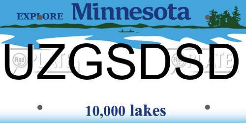 UZGSDSD Minnesota License Plate