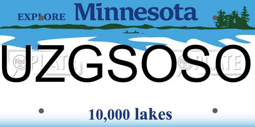 UZGSOSO Minnesota License Plate