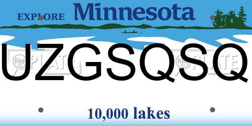 UZGSQSQ Minnesota License Plate