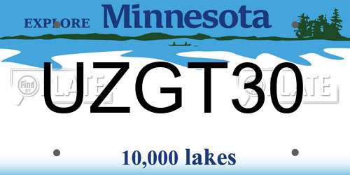 UZGT30 Minnesota License Plate