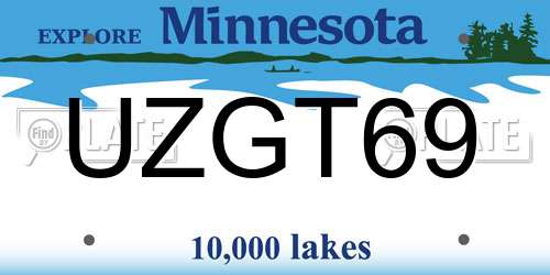 UZGT69 Minnesota License Plate
