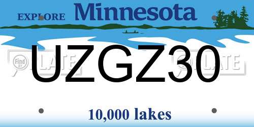UZGZ30 Minnesota License Plate
