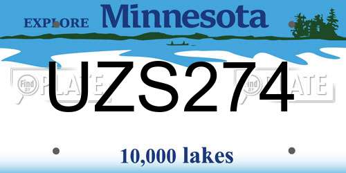 UZS274 Minnesota License Plate