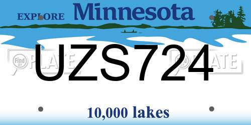 UZS724 Minnesota License Plate