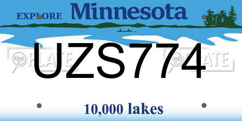 UZS774 Minnesota License Plate