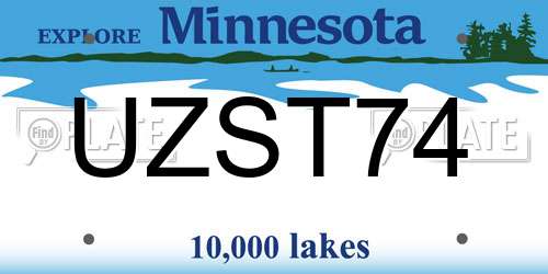 UZST74 Minnesota License Plate
