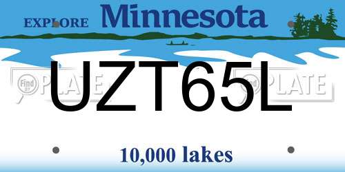UZT65L Minnesota License Plate