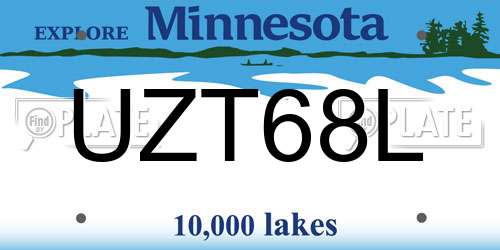 UZT68L Minnesota License Plate