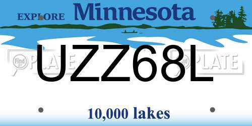 UZZ68L Minnesota License Plate