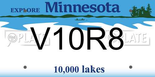 V10R8 Minnesota License Plate