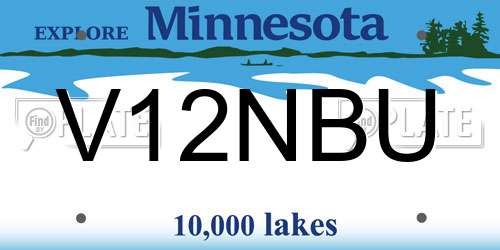 V12NBU Minnesota License Plate