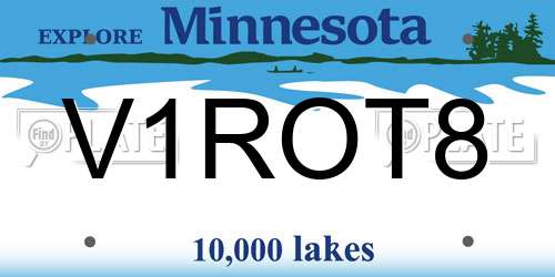 V1ROT8 Minnesota License Plate
