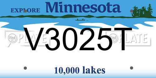 V3025T Minnesota License Plate