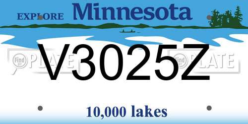 V3025Z Minnesota License Plate