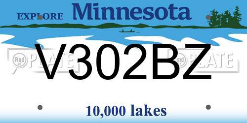 V302BZ Minnesota License Plate