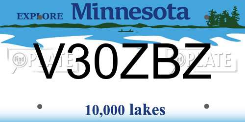 V30ZBZ Minnesota License Plate