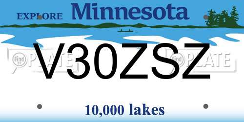V30ZSZ Minnesota License Plate