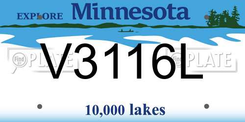 V3116L Minnesota License Plate
