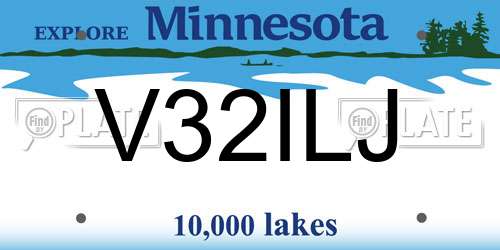 V32ILJ Minnesota License Plate