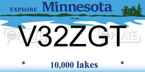 V32ZGT Minnesota License Plate