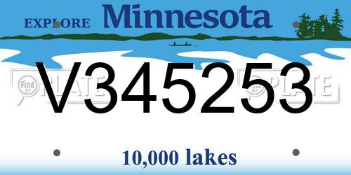 V345253 Minnesota License Plate