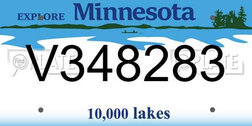 V348283 Minnesota License Plate