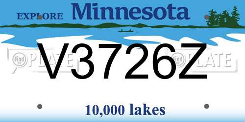 V3726Z Minnesota License Plate