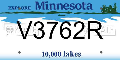 V3762R Minnesota License Plate