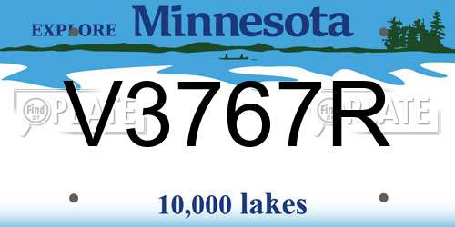 V3767R Minnesota License Plate