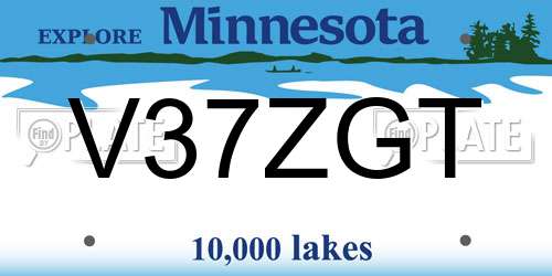 V37ZGT Minnesota License Plate