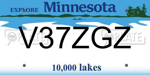 V37ZGZ Minnesota License Plate