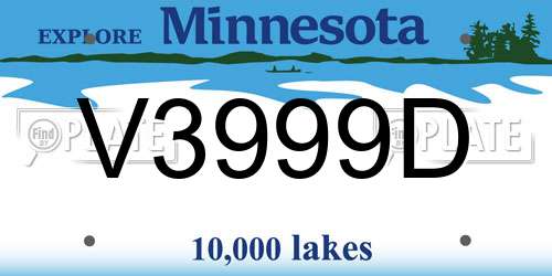V3999D Minnesota License Plate