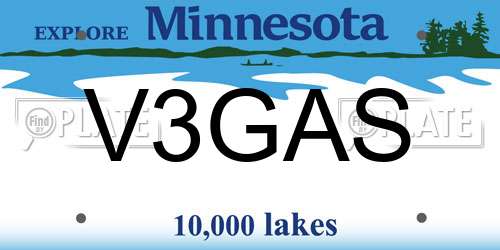 V3GAS Minnesota License Plate