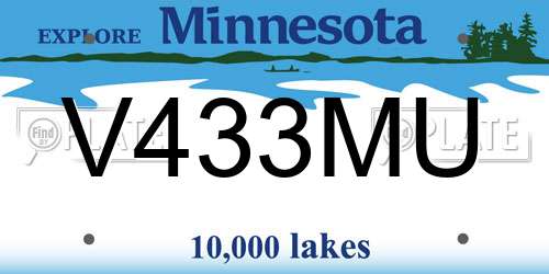 V433MU Minnesota License Plate