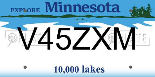 V45ZXM Minnesota License Plate