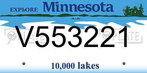 V553221 Minnesota License Plate