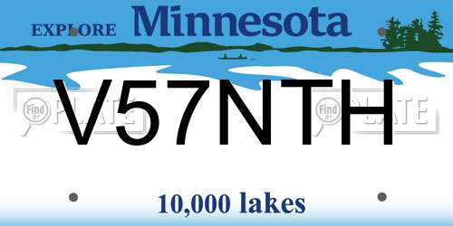 V57NTH Minnesota License Plate