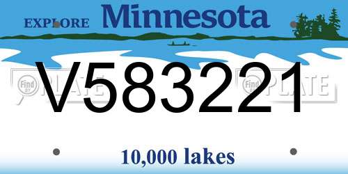 V583221 Minnesota License Plate