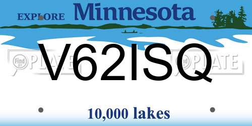 V62ISQ Minnesota License Plate