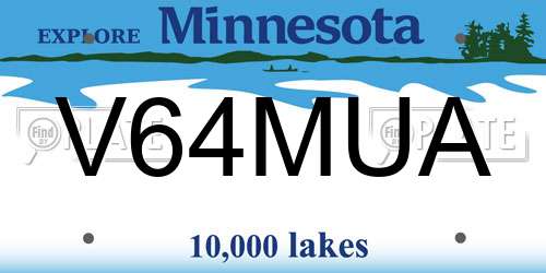 V64MUA Minnesota License Plate