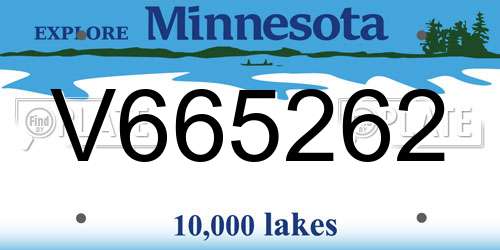 V665262 Minnesota License Plate
