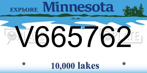 V665762 Minnesota License Plate