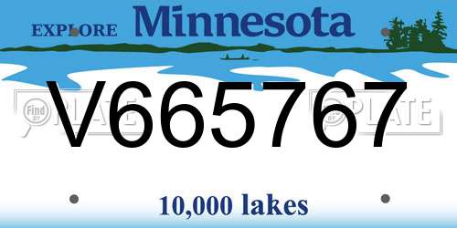 V665767 Minnesota License Plate