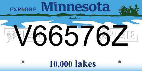 V66576Z Minnesota License Plate