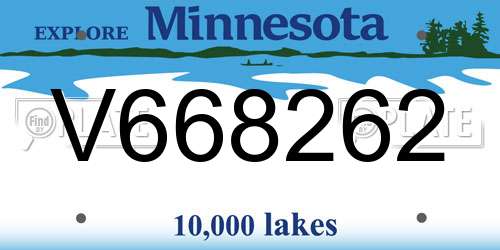 V668262 Minnesota License Plate